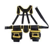 Wsymxuo Tool Belt with Suspenders Multiple Pockets Suspender Tool Belt Adjustable Work Equipment for Worksite, Construction, Black and Yellow