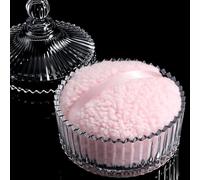 WSYUB Powder Puff and Container, Large 5.5 Inch, Glass Powder Jar