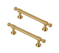 WSZGRJDM 2 Pack 96/128/160/192mm Brass Drawer Handles, Gold Kitchen Handles Cupboard T Bar Handle for Cabinet Cupboard Wardrobe