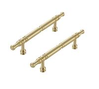 WSZGRJDM 2 Pack Cabinet Pulls Kitchen Hardware Drawer Knobs Brushed Brass Cupboard Door Handles Bathroom Furniture Pulls