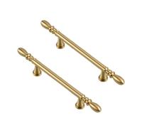 WSZGRJDM 2 Pack Gold Kitchen Cabinet Handles, 96/128mm Brushed Brass Dresser Handles, Cabinet T Bar Pull Handles Furniture Door Knobs for Kitchen Wardrobe Cupboard