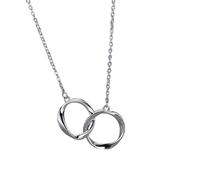 WSZJLN 925 Sterling Silver Double Circle Necklace for Women Simple Temperament Clavicle Chain Party Jewelry