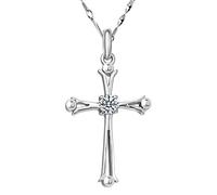 WSZJLN 925 Sterling Silver Necklaces For Women Shiny Zircon Simple Cross Pendant Jewelry Lady