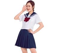 WSZJLN Adult navy sailor stage outfit blue split class uniform school uniform student uniform Japanese and Korean sailor warrior uniform-blue-M