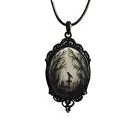 WSZJLN Gothic Crow Forest Charm Necklace Cross Crow Pendant Necklace Mystic Witch Jewelry Gift Accessories Rope Chain Goth Crow Choker-Style 1