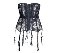 WSZJLN Mesh lace girdle belt with garters - black - M