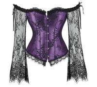 WSZJLN Mesh Long Sleeve Palace Corset-Purple-M
