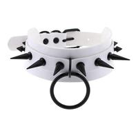 WSZJLN New Rock Harajuku Studded Rivet Gothic Leather Chain Necklace Women Men Collar Necklace Statement Jewelry Fashion-P002 white