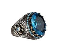 WSZJLN Retro Handmade Turkish Ring For Men Vintage Double Swords Black Zircon Rings Punk Trendy Islamic Religious Muslim Jewelry-12,Style S