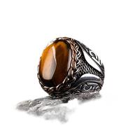 WSZJLN Retro Handmade Turkish Ring For Men Vintage Double Swords Black Zircon Rings Punk Trendy Islamic Religious Muslim Jewelry-10,Style O