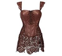 WSZJLN Sexy Lingerie Gothic Lace Up Straps Bustier Faux Leather Corset Women Steampunk Steel Boned Waist Cincher Corsets Dress