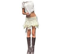 WSZJLN Skirt Short Summer Design A-Line Skirt Pleated Skirt-White-M