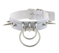 WSZJLN Spike Rivet Punk Sexy Gothic Pu Leather Goth Round Cross Egirl Choker Necklace Collar Sexy Necklaces Women Neck Jewelry-White
