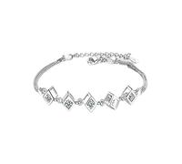 WSZJLN Sterling Silver Bracelet Zircon Crystal Rubik Cube Love Bracelet For Women Engagement Wedding Jewelry Gift-White
