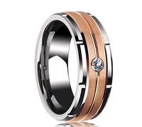 WSZJLN Trendy 8mm Gold Color Groove Beveled Edge Tungsten Wedding Rings For Men Black Brushed Steel Engagement Ring MenWedding Band-12,Style 20