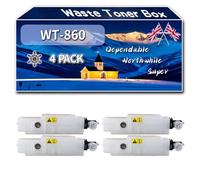 WT-860 Waste Toner Box Compatible for Kyocera Ecosys FS-8650DN C8600DN Printers, High-Definition Printing Effect with Chip, 40000 Pages (4 Pack Black)