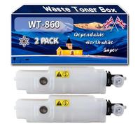 WT-860 Waste Toner Box Compatible for Kyocera Ecosys FS-8650DN C8600DN Printers, High-Definition Printing Effect with Chip, 40000 Pages (2-Pack Black)