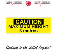 WT023 Caution Maximum Height 3 Metres Sign restriction limit vehicle clearance