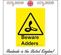 WT039 Beware Adders Sign Venomous Poison Woodland Snake Viper Reptile 150mm x 200mm 3mm Standard Foamex Foamboard