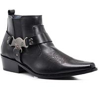 WT10 Men's Western Cowboy Motorcycle Ankle Boots black Size: 9.5