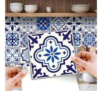WT1501 - Spanish & Moroccan Blue Tiles Mix Wall Stickers - 15 cm x 15 cm - 24 pcs.