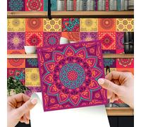 WT1509 - Colourful Mandala Tiles Wall Stickers - 15 cm x 15 cm - 24 pcs.