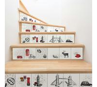 WT1524 Londoners Tiles Mix Wall Stickers - 15 cm x 15 cm - 24 pcs.