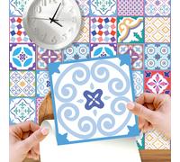 WT1537 - Classic Moroccan Colourful Mixed Tiles Wall Stickers Set 1 - 15 x 15 cm (6 x 6 inches) - 24 pcs.
