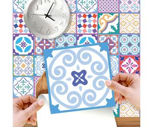 WT1537 - Classic Moroccan Colourful Mixed Tiles Wall Stickers Set 1 - 15 x 15 cm (6 x 6 inches) - 24 pcs.