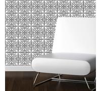 WT1539 - Cement Antique Floral Tulip Pattern Tiles Wall Stickers Set 2 - 15 x 15 cm (6 x 6 inches) - 24 pcs