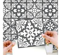 WALPLUS Grey Tile Stickers Peel and Stick Wall 15x15cm(6") Adhesive Tiles for Walls Removable Stick on Kitchen Self Installing Tile Stickers for Kitchen Grey Spanish Renaissance 24 PCS
