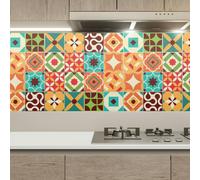 WT1549 - Ziggy Colourful Retro Wall Tile Sticker Set - 15 cm x 15 cm - 24 pcs