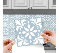 WT1555 - Triana Blue Grey Cemente Spanish Wall Tile Sticker Set - 15 cm x 15 cm - 24 pcs