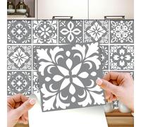 WALPLUS 24 Pcs 15cm Dark Grey Cement Wall Tile Stickers - Peel & Stick Self-Adhesive Backsplash Decals for Living Room DIY Home Decor & Spring Easter Decoration