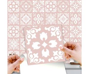 WT1559 - Sevilla Light Pink Spanish Wall Tile Sticker Set - 15 cm x 15 cm - 24 pcs