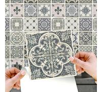 WT1586 - Vintage Blue Wall Tile Sticker Set - 15 x 15 cm (6 x 6 in) - 24 pcs
