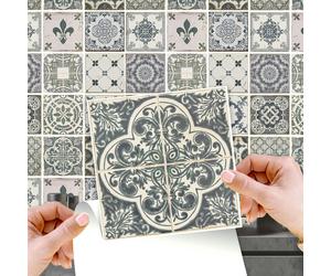 WT1586 - Vintage Blue Wall Tile Sticker Set - 15 x 15 cm (6 x 6 in) - 24 pcs