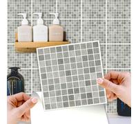 Walplus Natural Grey Limestone Mosaic Peel And Stick Wall Tiles Sticker - 24Pcs 15X15Cm Self Adhesive Stick On Tiles