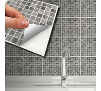WALPLUS 24 Pcs 15cm(6") Tile Stickers Peel and Stick Backsplash Self-Adhesive Removeable Stick on Wall Vinyl Home Decoration DIY for Living Kitchen Bedroom Splashbacks - Picasso Grey Marble Mosaic