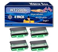 WT220CL Waste Box Compatible for Brother DCP-9015CDW DCP9015CDW DCP-9017CDW Printers, High-Definition Printing Effect with Chip, 30000 Pages (4 Pack Black)