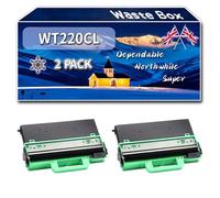 WT220CL Waste Box Compatible for Brother DCP-9015CDW DCP9015CDW DCP-9017CDW Printers, High-Definition Printing Effect with Chip, 30000 Pages (2-Pack Black)