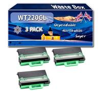 WT220CL Waste Box Compatible for Brother DCP-9017CDW DCP-9020CDW DCP-9020CDW Printers, High-Definition Printing Effect with Chip, 30000 Pages (3 Pack Black)