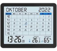 WT2600 Desk Calendar, Temperature Display, Humidity Display, Min/Max Display, 17 x 14 cm, Black