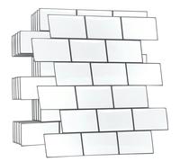 WT3D1803 - Pure White Grey Grout Subway Metro Classic Brick Glossy 3D Tile Sticker 30.5 x 15.4cm (12 x 6 in) - 20pcs in a pack