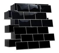 WT3D1807 - Black Metro Subway Glossy 3D Tile Sticker 30.5 x 15.4cm (12 x 6 in) - 20pcs in a pack