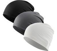 WTACTFUL Cooling Skull Cap for Men Women Breathable Running Caps Sweat Hat Skull Caps Thin Slouchy Beanie for Dreadlock Cycling Motorcycle Riding Hiking Helmet Liner Sport 3Pack Black Gray White