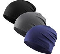 WTACTFUL Cooling Skull Cap for Men Women Breathable Running Caps Sweat Hat Skull Caps Thin Slouchy Beanie for Dreadlock Cycling Motorcycle Riding Hiking Helmet Liner Sport 3Pack Black Gray Blue