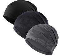 WTACTFUL Cooling Skull Cap for Men Women Breathable Running Caps Sweat Hat Skull Caps Thin Slouchy Beanie for Dreadlock Cycling Motorcycle Riding Hiking Sport 3Pack Black CamoBlack CamoGray