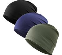 WTACTFUL Cooling Skull Cap for Men Women Breathable Running Caps Sweat Hat Skull Caps Thin Slouchy Beanie for Dreadlock Cycling Motorcycle Riding Hiking Helmet Liner Sport 3Pack Black Blue Deep-Green