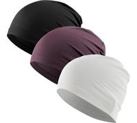 WTACTFUL Cooling Skull Cap for Men Women Breathable Running Caps Sweat Hat Skull Caps Thin Slouchy Beanie for Dreadlock Cycling Motorcycle Riding Hiking Sport 3Pack Black Purple White